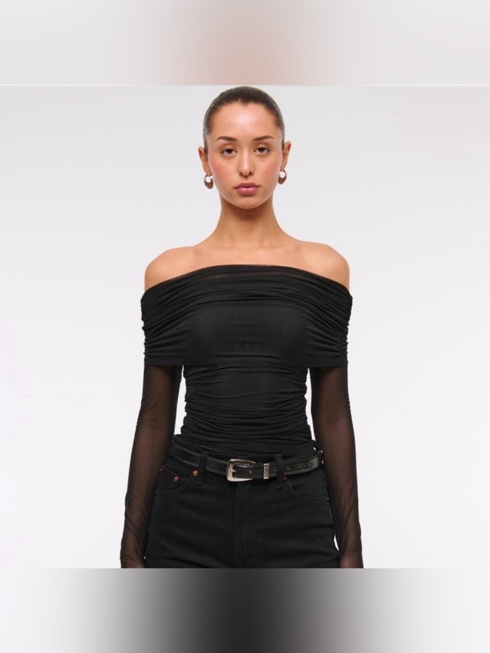 NWOT Abercrombie & Fitch Long-Sleeve
Mesh Foldover Bodysuit, Size S